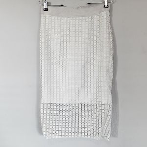 Ann Taylor Textured Pencil Skirt Size 4 White Layered high low.Gorgeous
